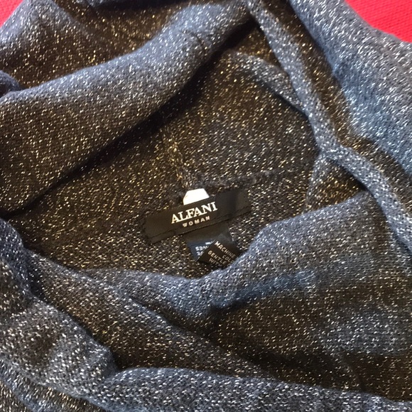 Asymmetrical long sweater - black & gray w/silver - Picture 2 of 4